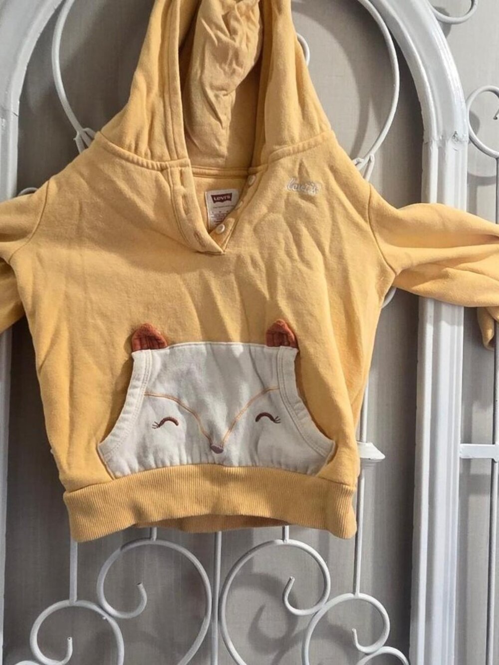 Levi's yellow hoodie with cute fox pocket Size M #kawaii #pastel